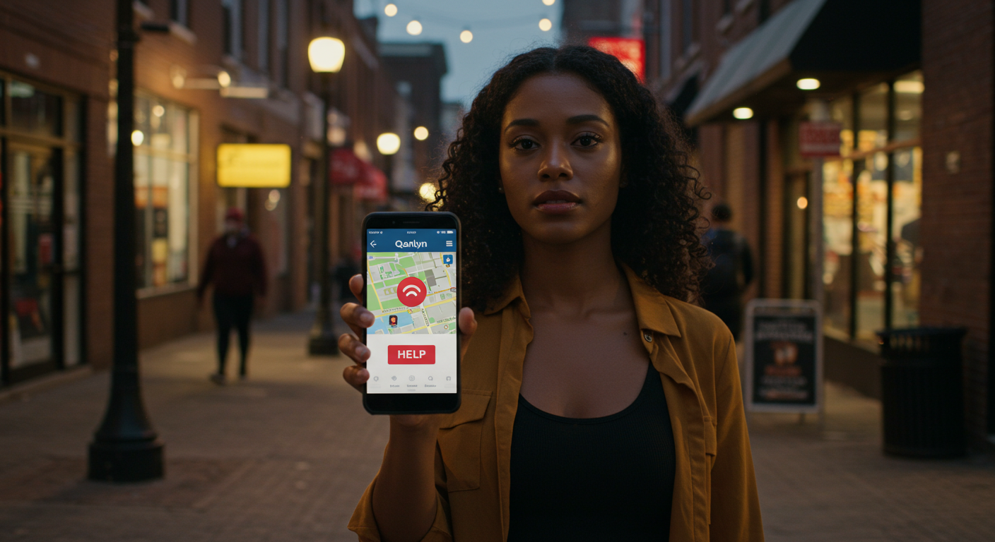Woman using Qarlyn app